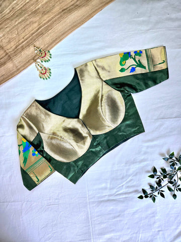 Mayura Paithani Silk Blouse - Green