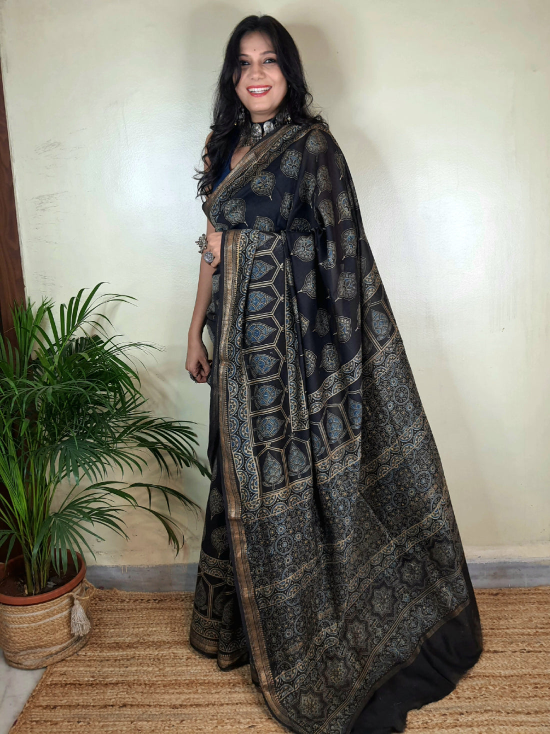 Meher- Ajrakh Maheshwari Silk Saree3