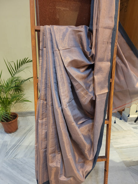 Mul Tissue Saree-Grey Copper