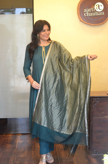 Utsav - Chanderi Silk Green Dupatta