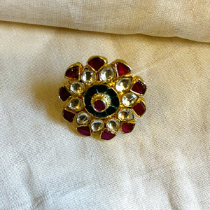 Kundan Statement Ring-Pink