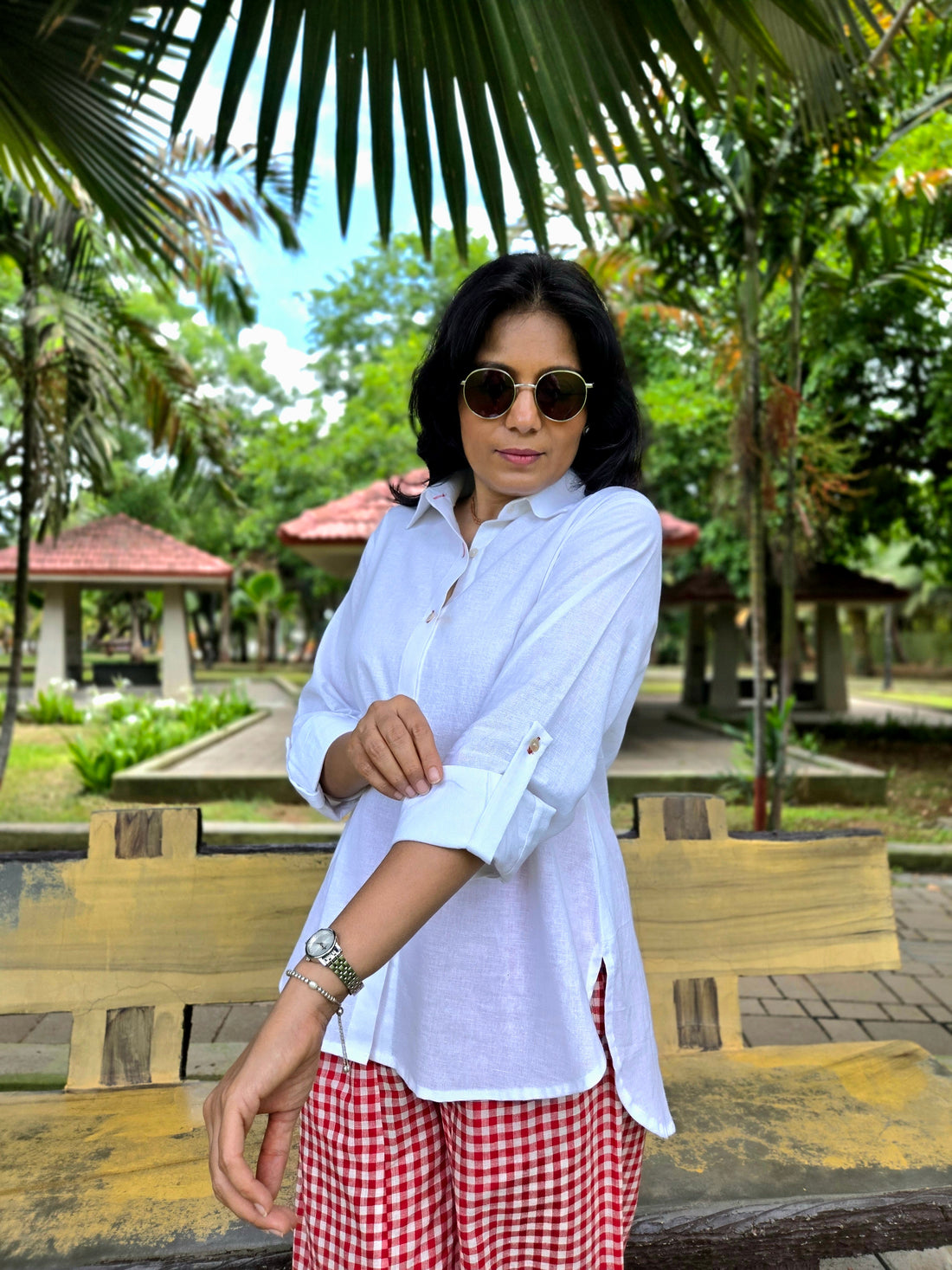 Cotton High Low Relaxed Fit Shirt - White