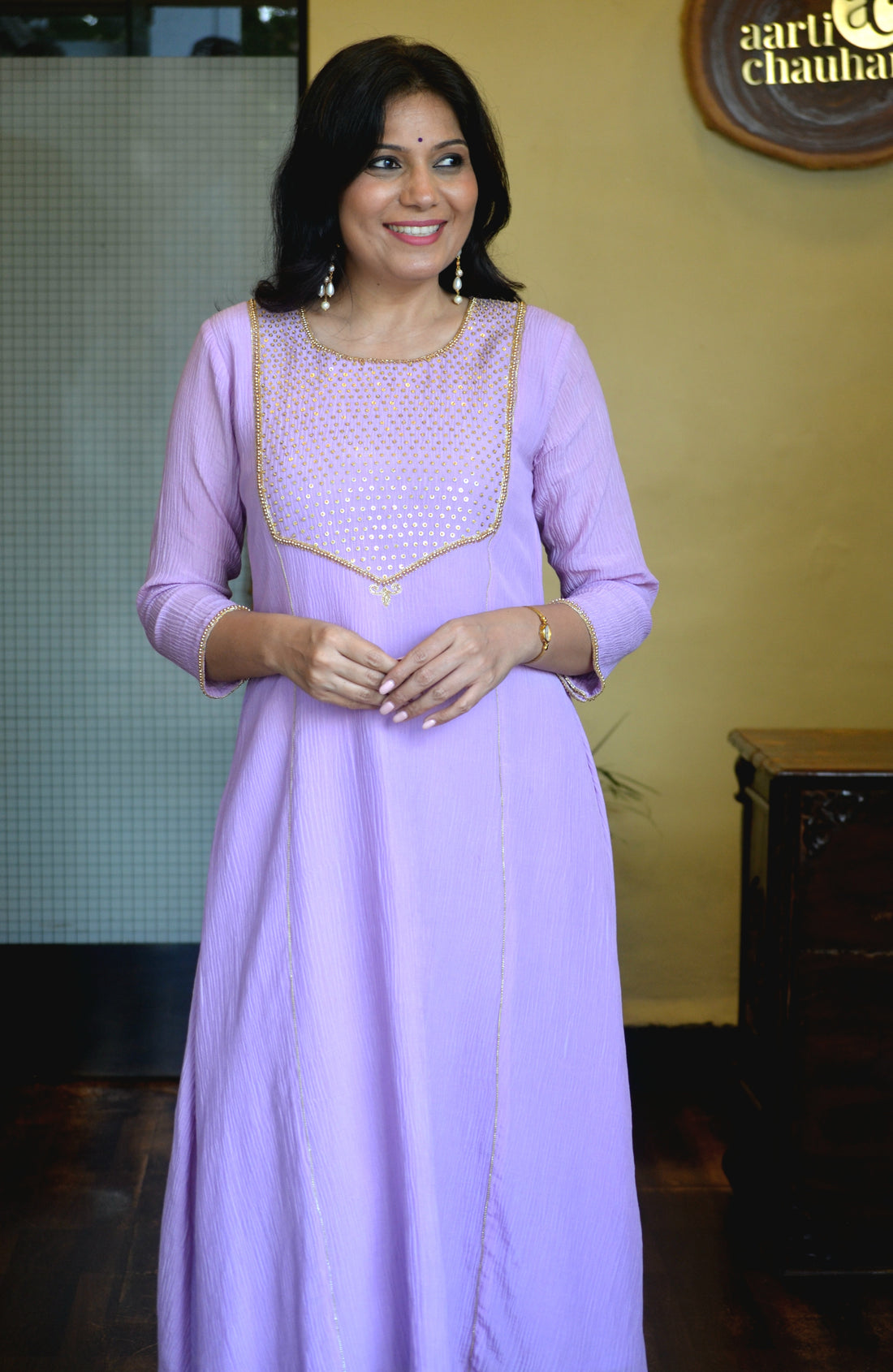 Utsav - Crushed Cotton Silk Set Purple