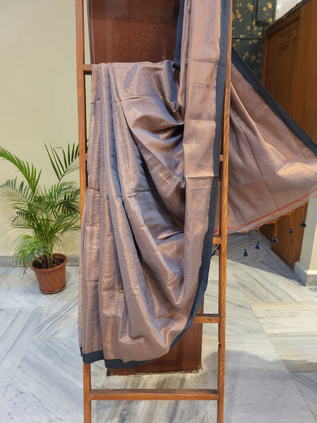 Mul Tissue Saree-Grey Copper