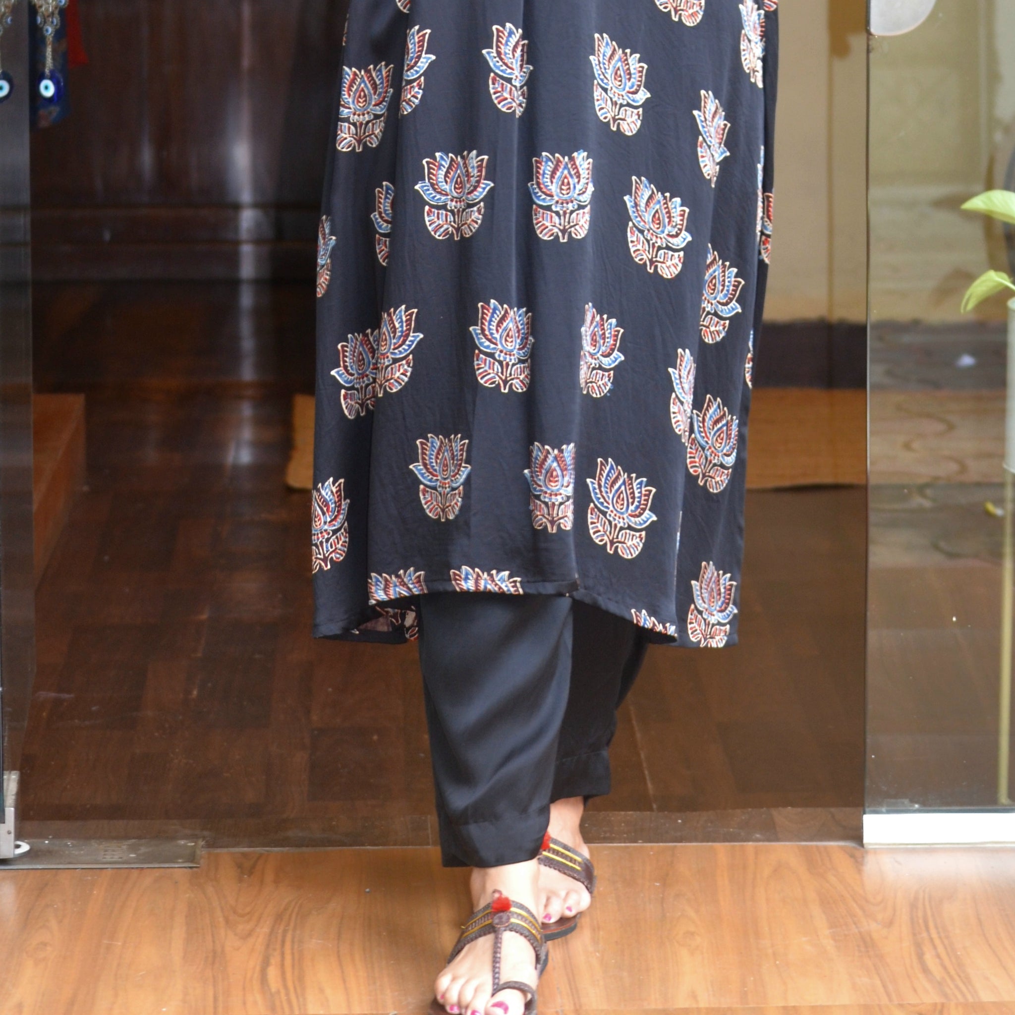 Meher-Modal Silk Solid Pant Black