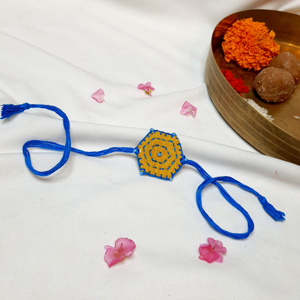 Upcyled Handmade Kantha Rakhi Yellow