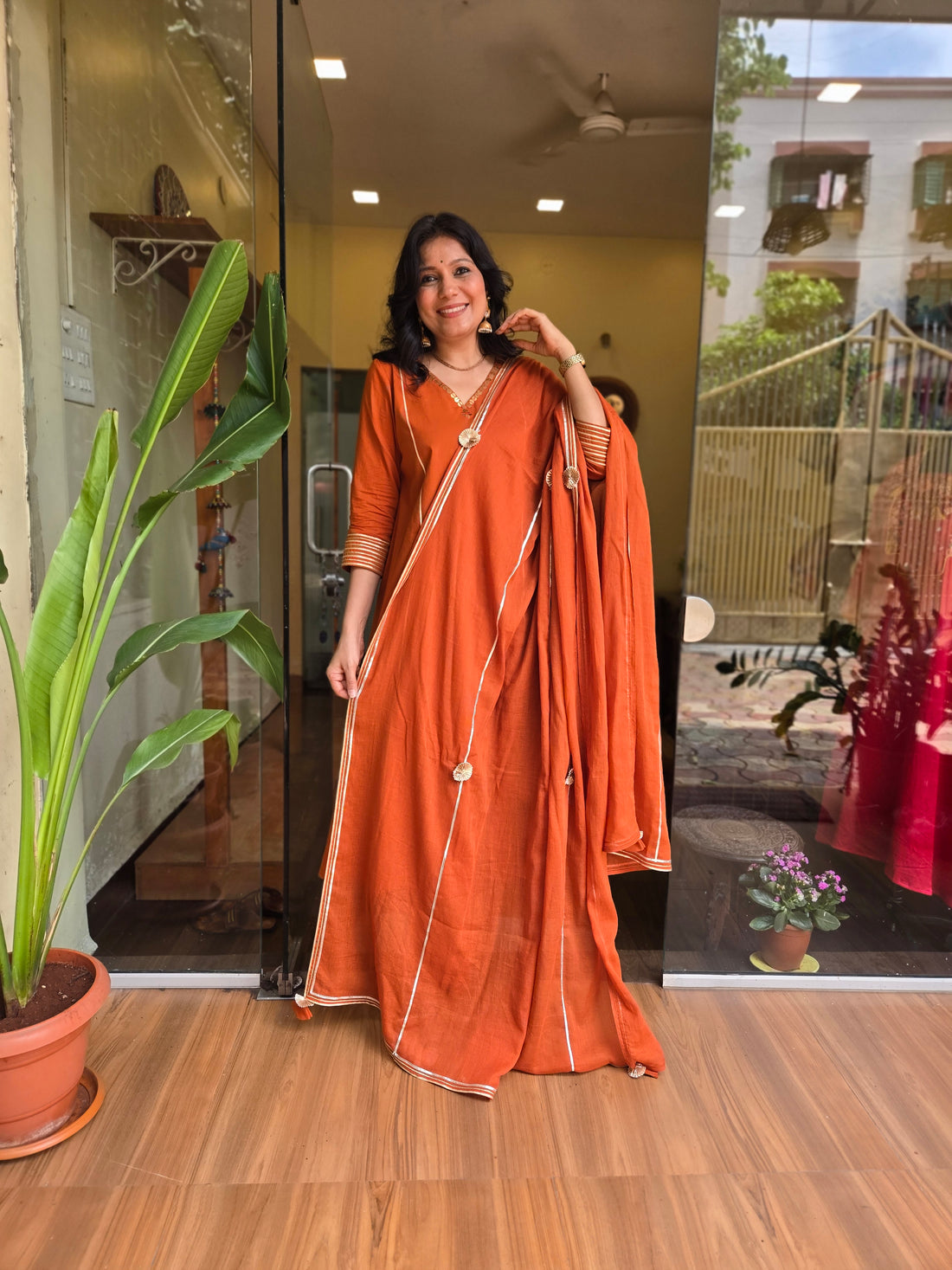 Bandhan Co-ord Set - Rust