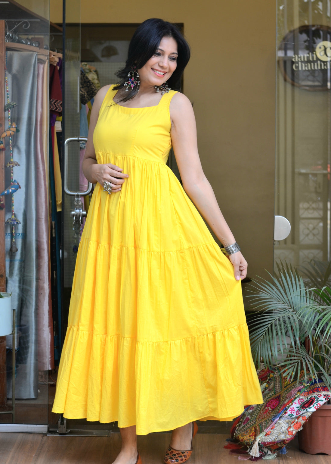 Sunflower-Mul Cotton Tiered Dress