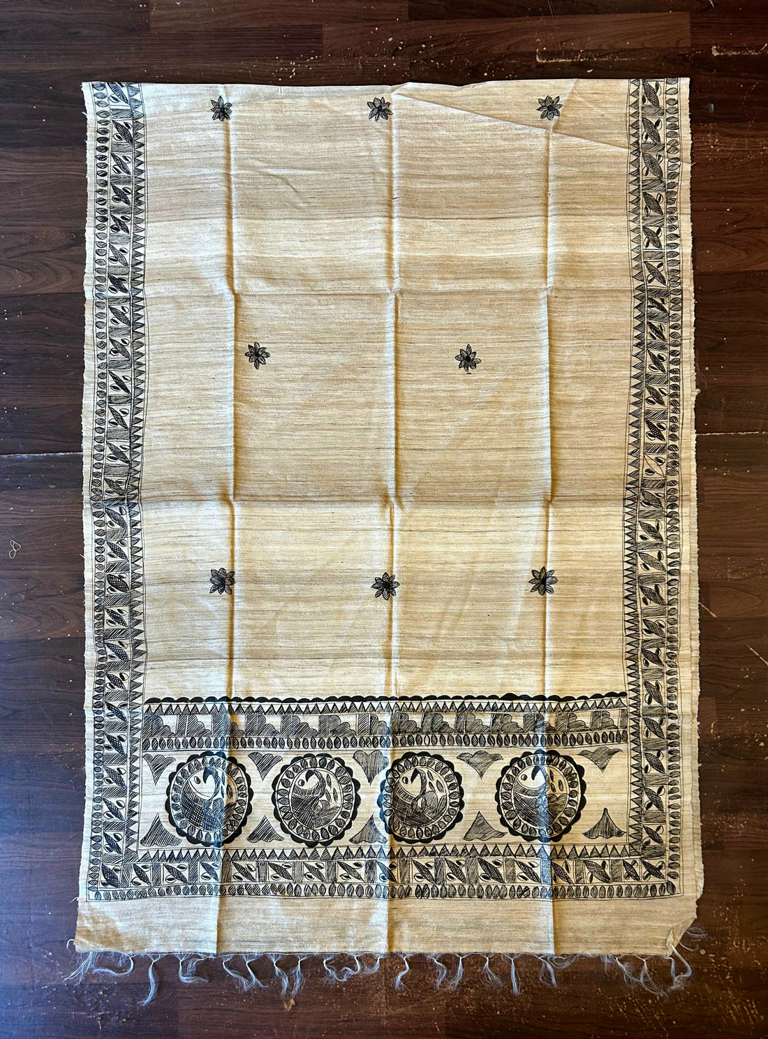 Handpainted Tussar Ghicha Silk Dupatta 6