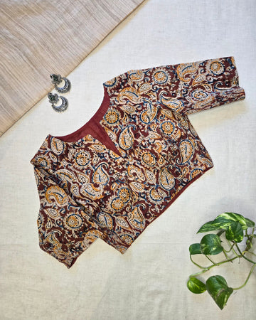 Kalakriti- Kalamkari Flexible Blouse Maroon