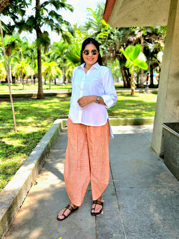 Safar-Handloom Cotton Pant Orange
