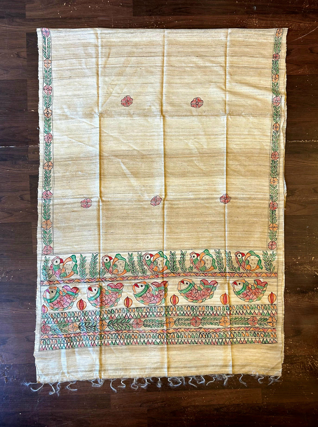 Handpainted Tussar Ghicha Silk Dupatta 9
