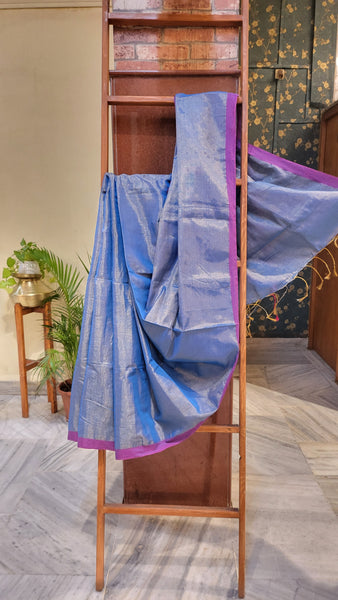 Mul Tissue Saree-Peacock Blue