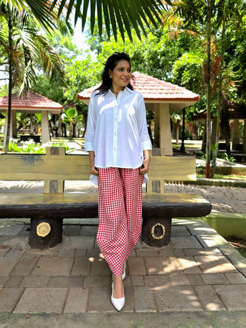 Safar-Handloom Cotton Pant Red