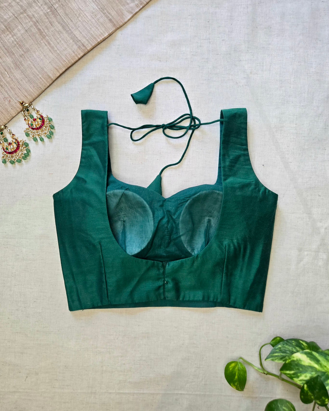 Nazariya- Cotton Silk Green Blouse