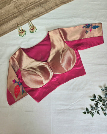 Mayura Paithani Silk Blouse - Pink