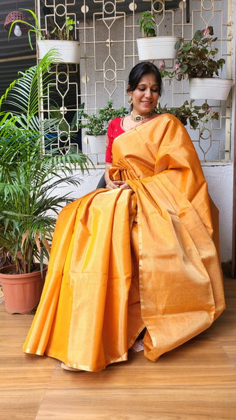 "Gauri" Tissue Silk Handloom Saree-Yellow