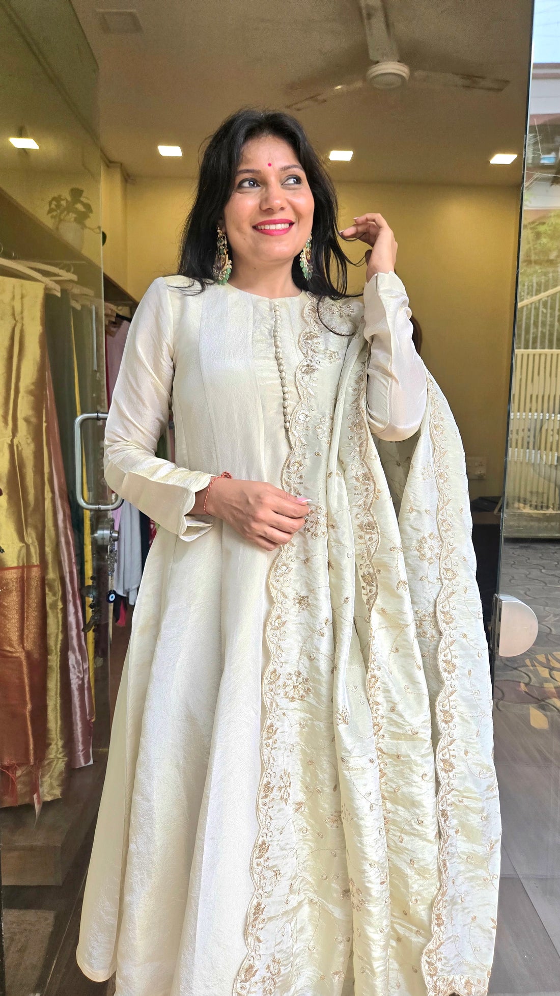 Tissue Silk Golden Anarkali