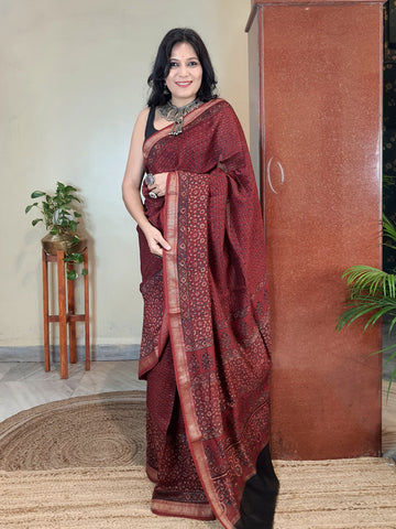 Meher- Ajrakh Maheshwari Silk Saree8