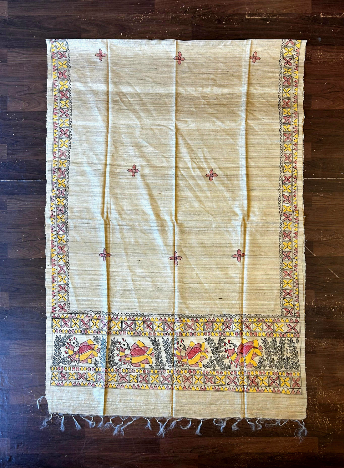 Handpainted Tussar Ghicha Silk Dupatta 10