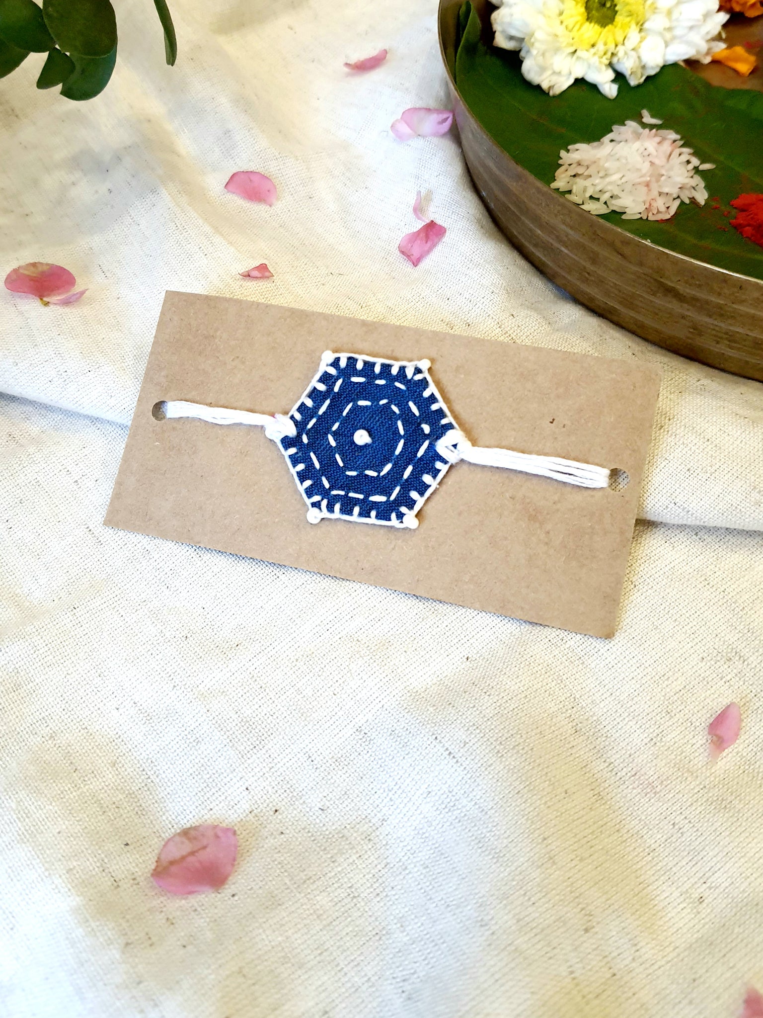 Upcyled Handmade Kantha Rakhi Blue