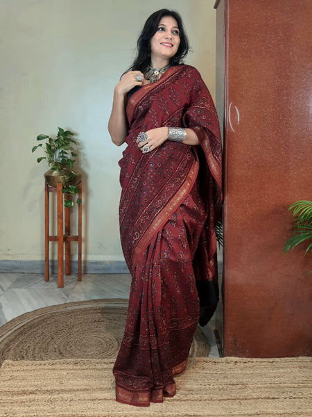 Meher- Ajrakh Maheshwari Silk Saree6