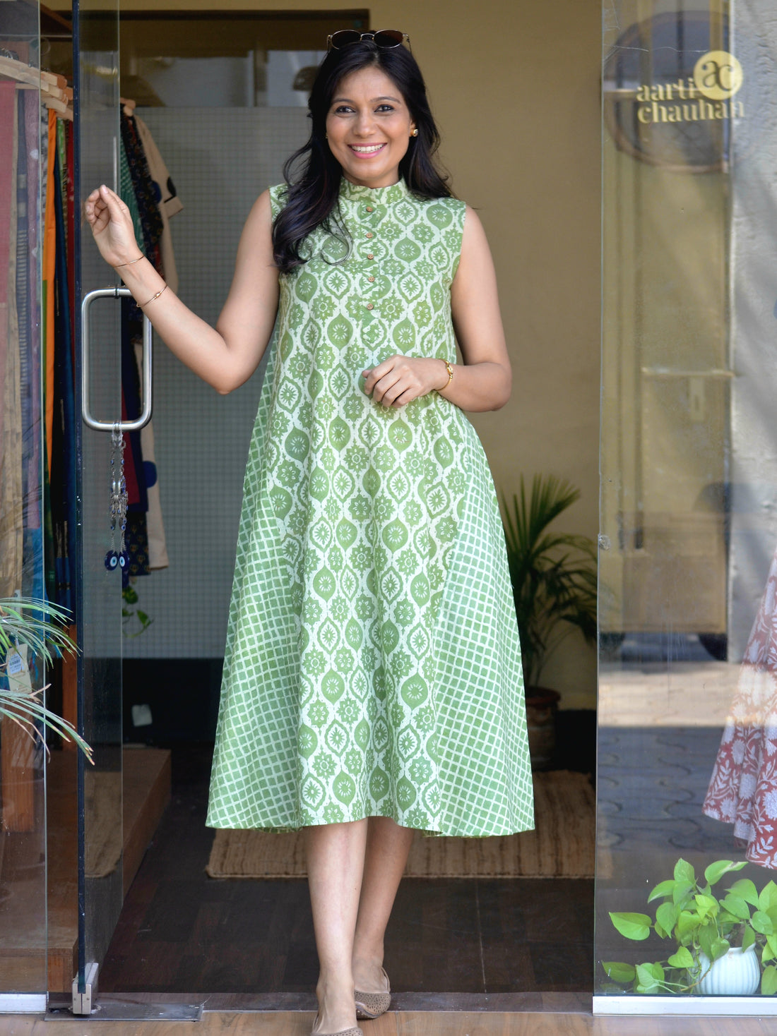 Matrix Dabu Dress Green