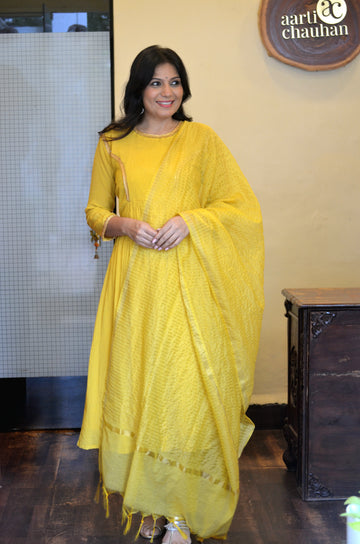 Utsav - Chanderi Silk Yellow Dupatta