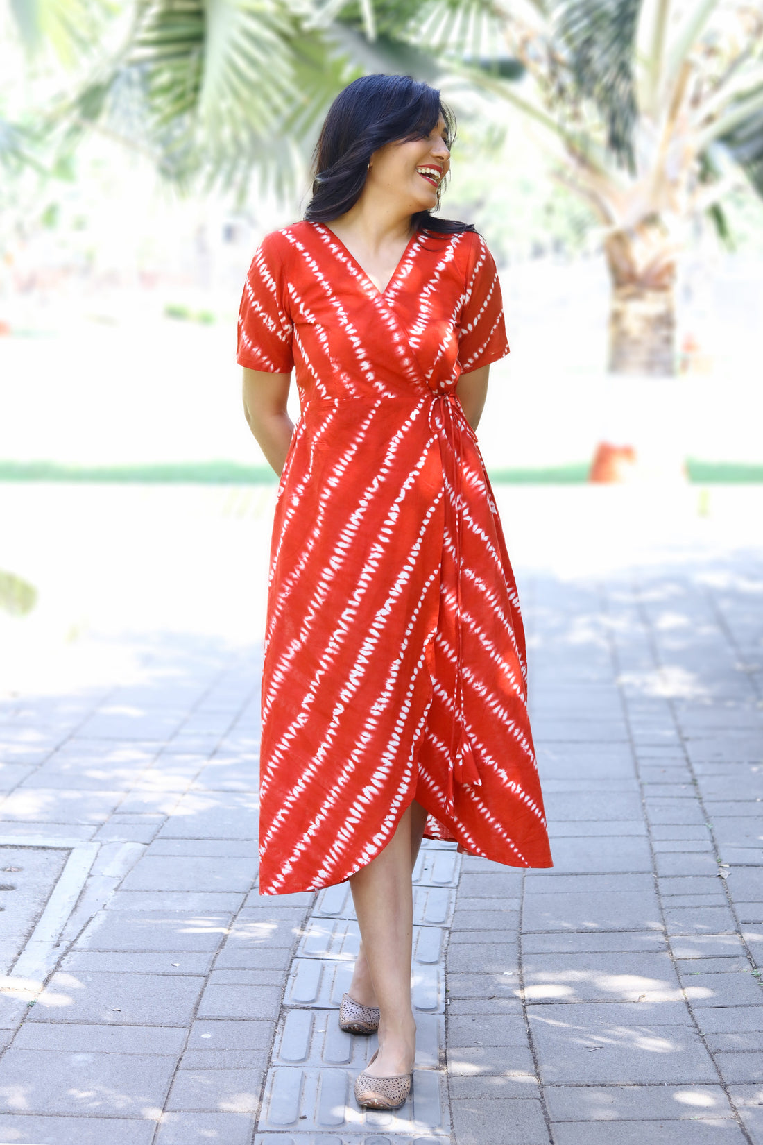 Color Splash-Shibori Dress Red