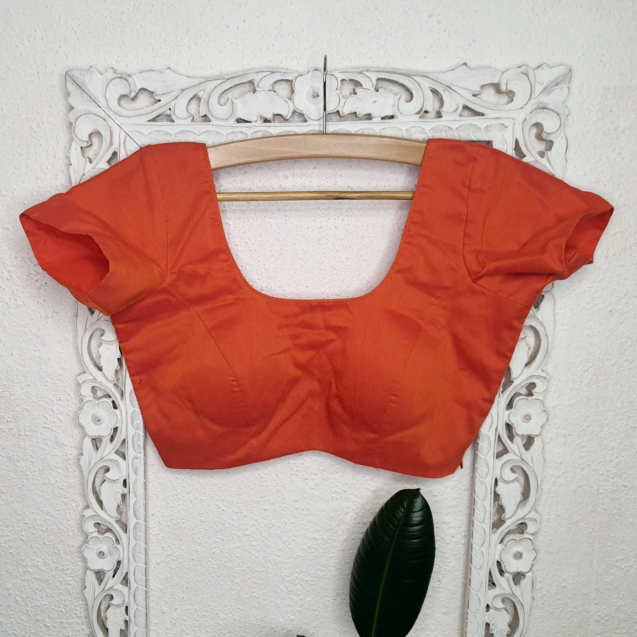 Orange Cotton Silk Blouse - Label Aarti Chauhan