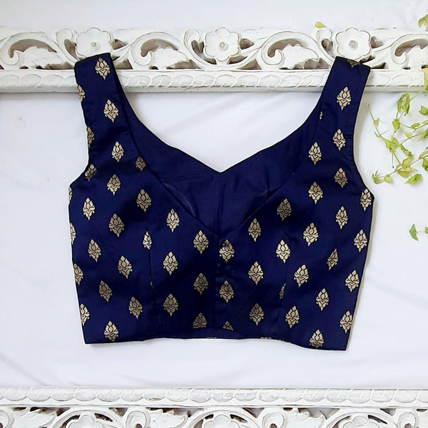 "Golden Butta" Blouse-Navy Blue - Label Aarti Chauhan