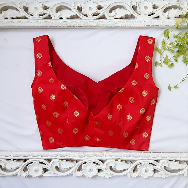 "Golden Butta" Blouse-Red - Label Aarti Chauhan