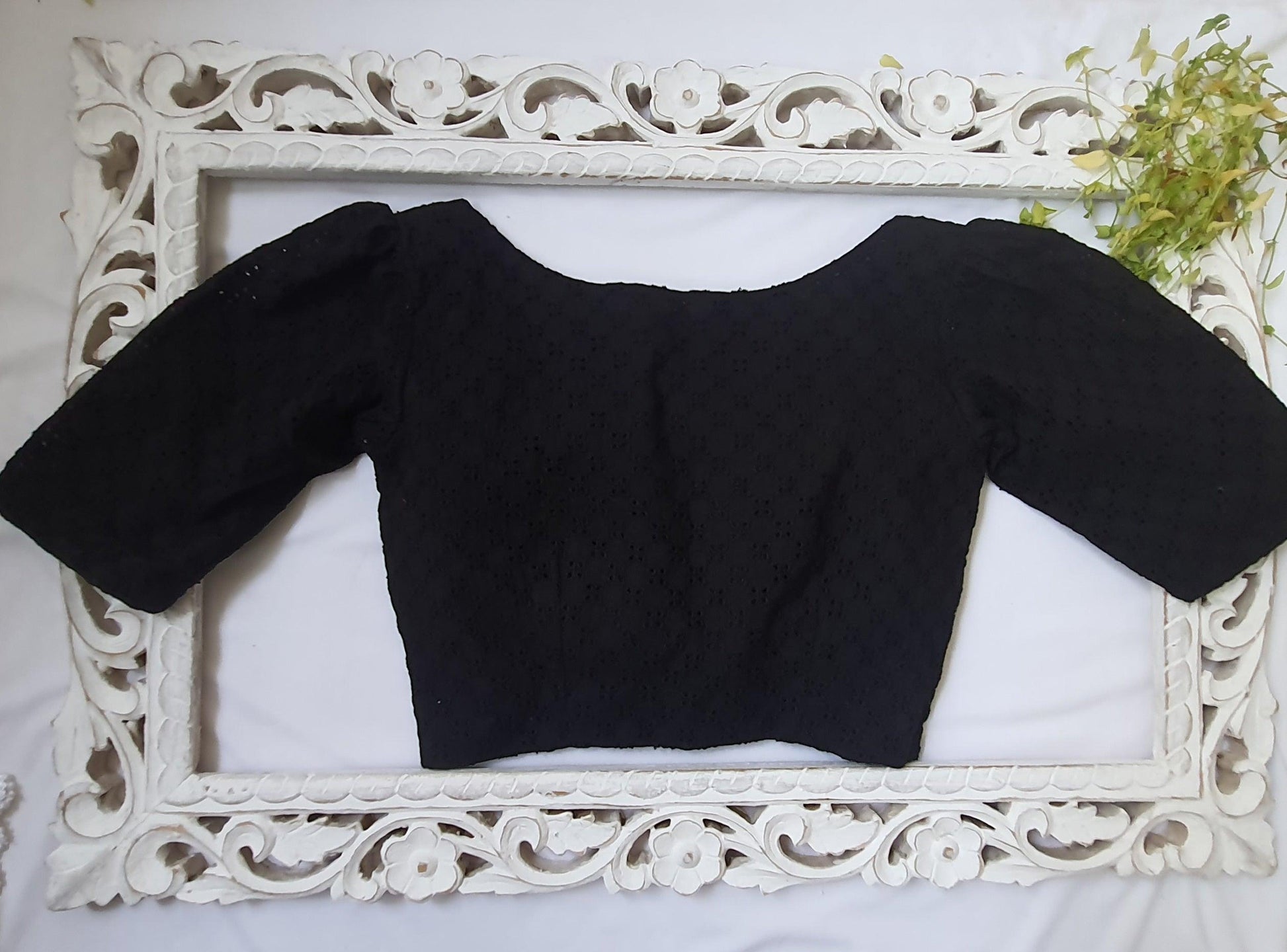 "Magic Of Schiffli" Blouse-Black - Label Aarti Chauhan