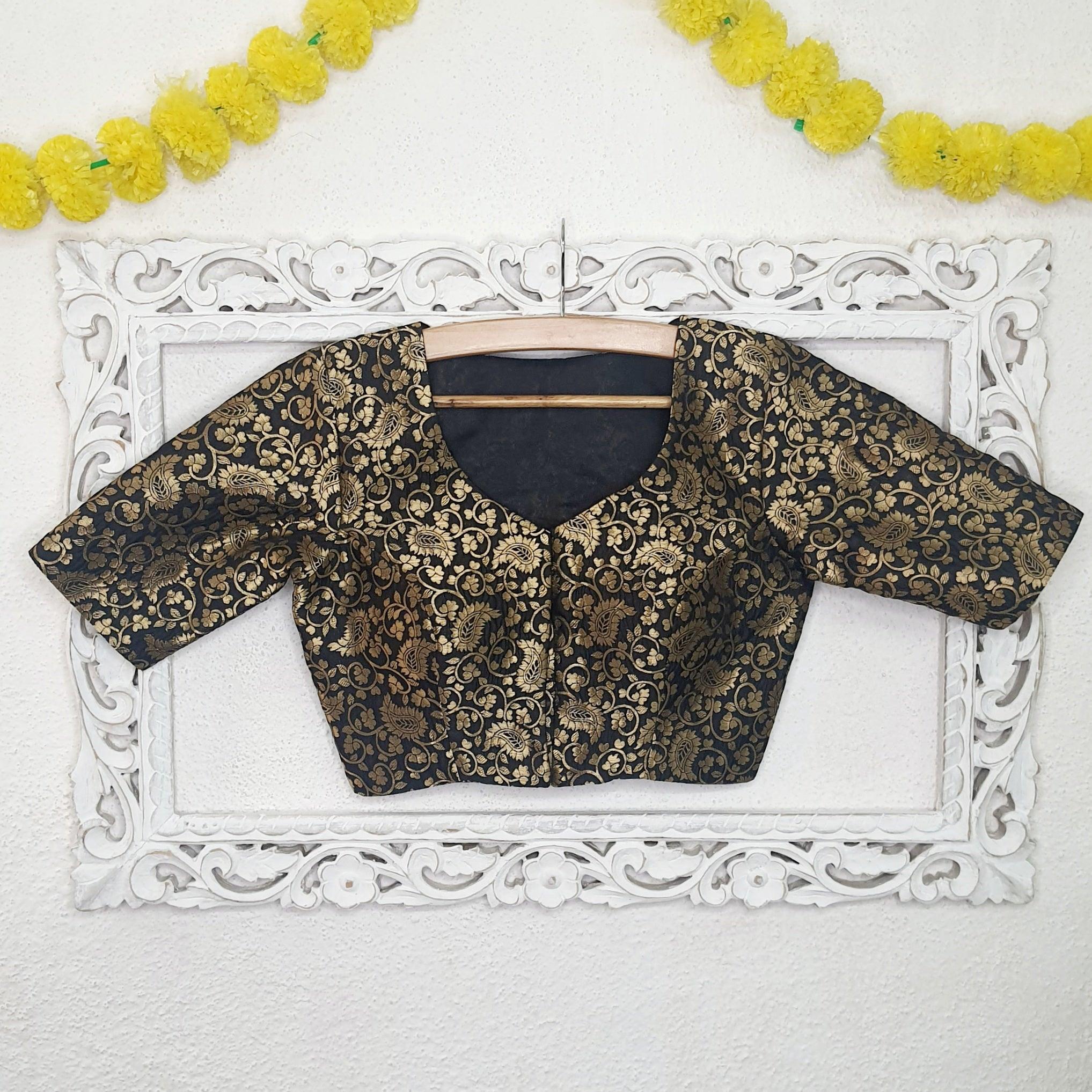 "Exquisite Banarasi"-Blouse Black - Label Aarti Chauhan