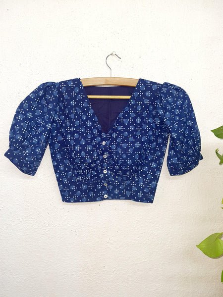 "Polki" Indigo Blouse - Label Aarti Chauhan