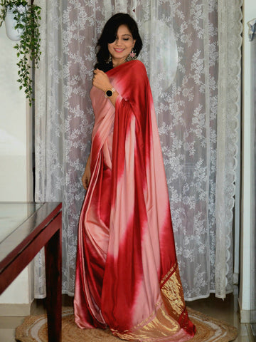 'Leher' - Modal Silk Tie and Dye Saree Wine