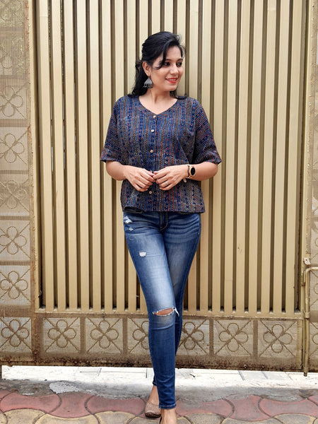 'Chhapai'-Blue Stripes Shirt