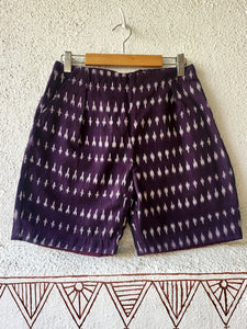 Woven Ikkat Shorts-Violet