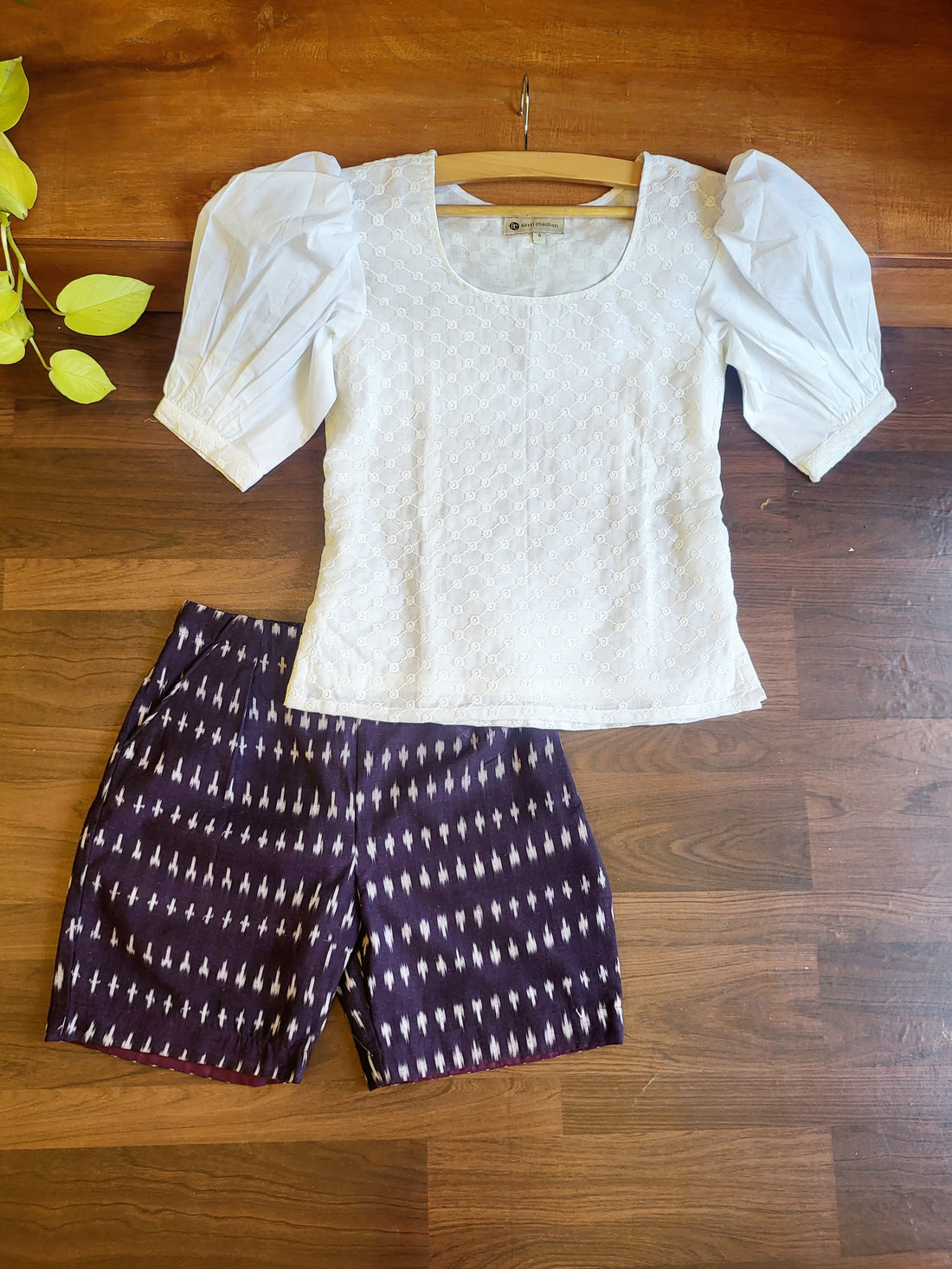 Woven Ikkat Shorts-Violet