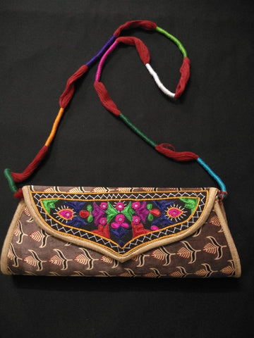 Mashroo silk kutchhi Handwork clutch sling - Label Aarti Chauhan