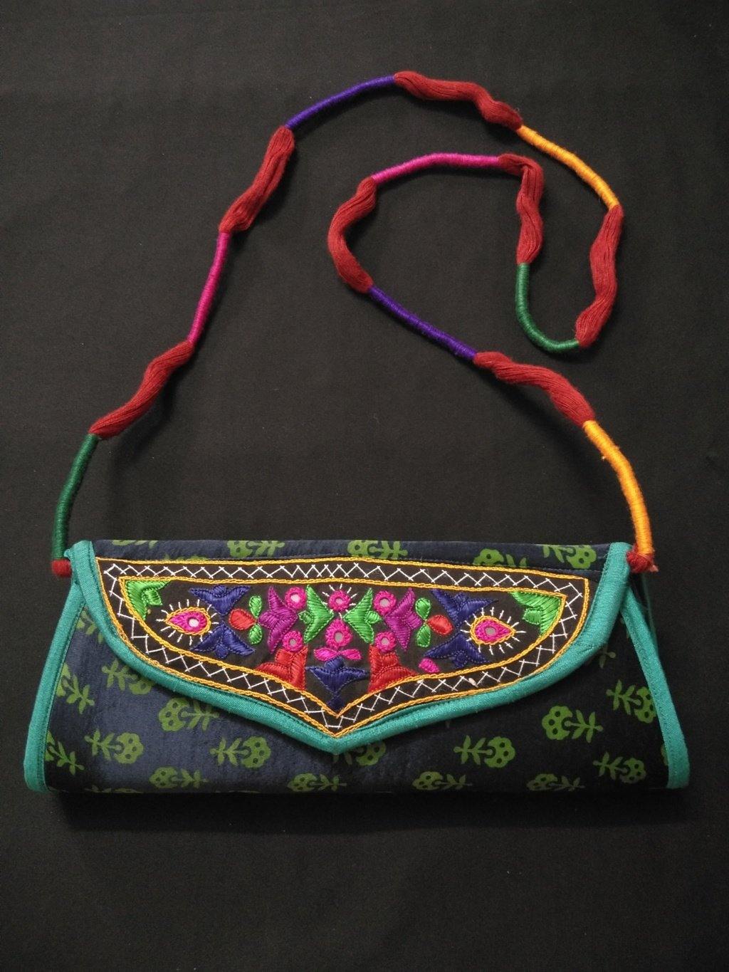 Mashroo silk kutchhi Handwork clutch sling - Label Aarti Chauhan