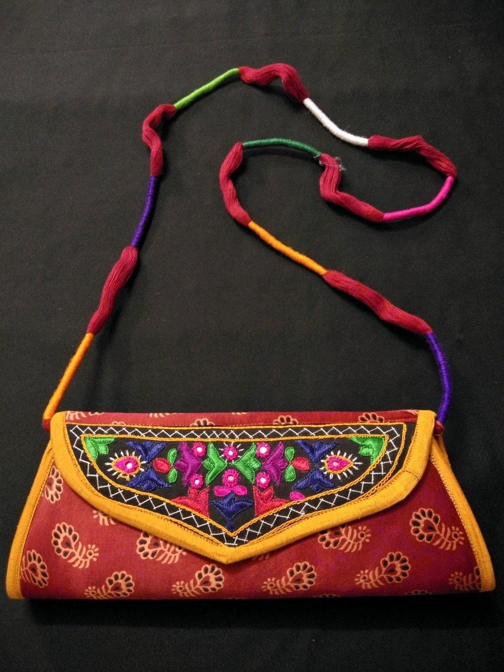 Mashroo silk kutchhi Handwork clutch sling - Label Aarti Chauhan