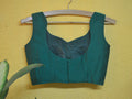 Bottle Green Sleeveless Blouse - Label Aarti Chauhan