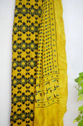 Green & Mustard Modal Silk Ajrakh Print Kurta Dupatta Set3 - Label Aarti Chauhan