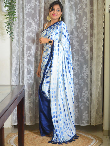 'Barish ki Boonde' -Tie and Dye half and half saree Indigo