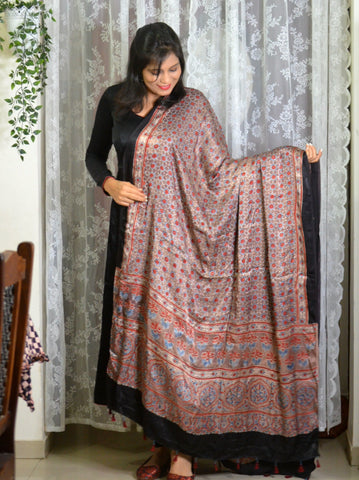 Ajrakh Handblocked Printed Modal Silk Dupatta12