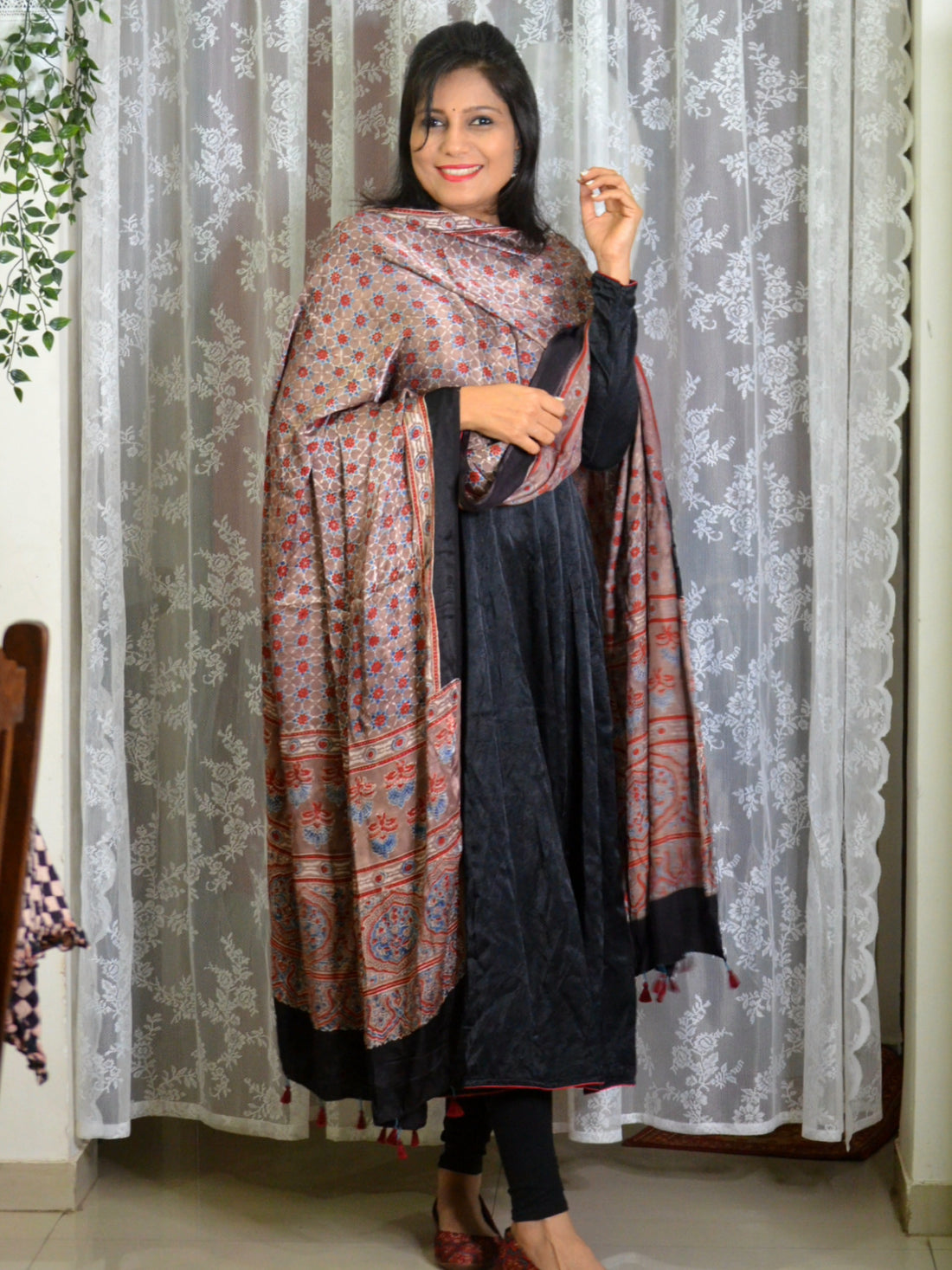 Ajrakh Handblocked Printed Modal Silk Dupatta12