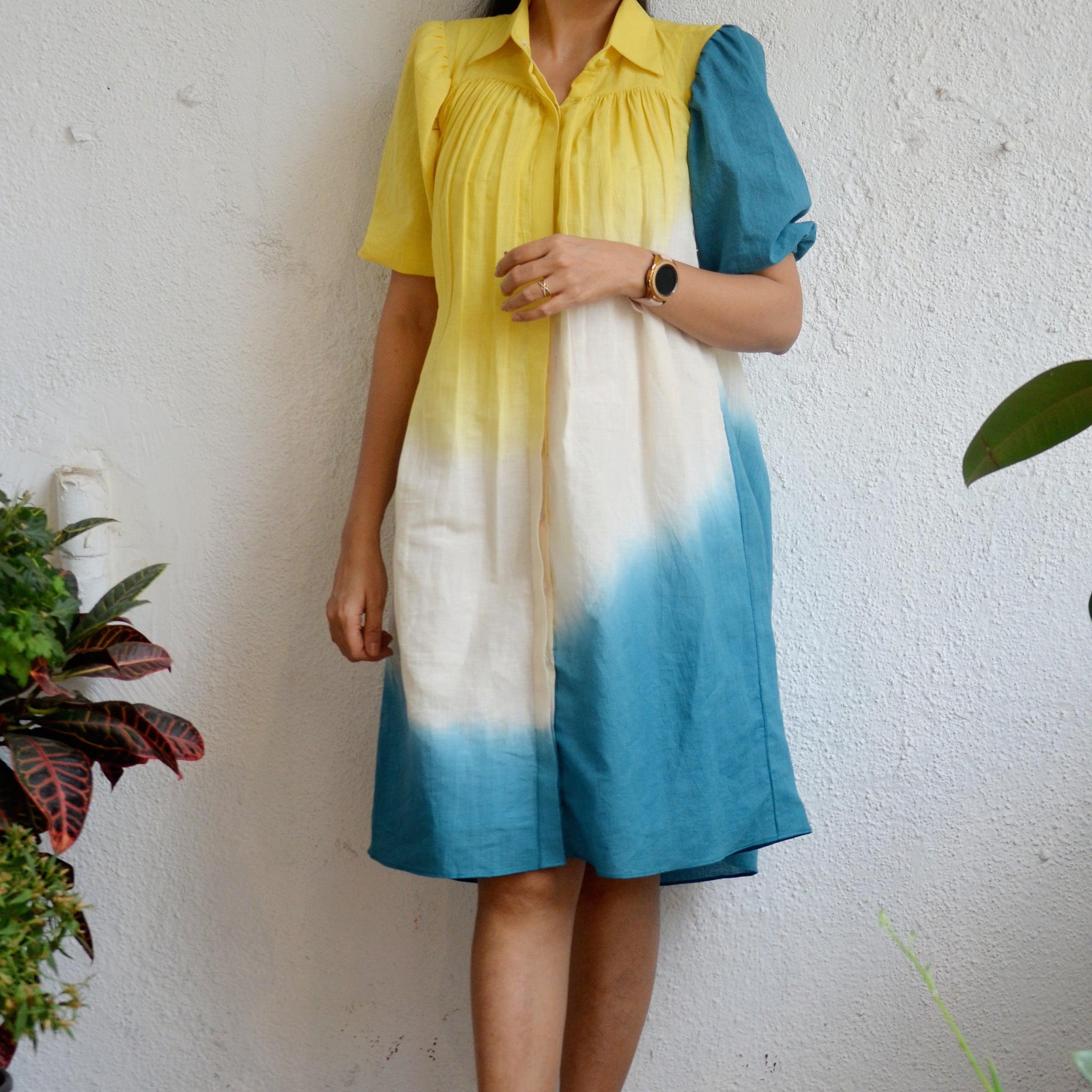 'Kinara'-Yellow Blue Tie-Dye Drees Blue / Cotton / M 'Kinara'-Yellow Blue Tie-Dye Drees Blue / Cotton / M