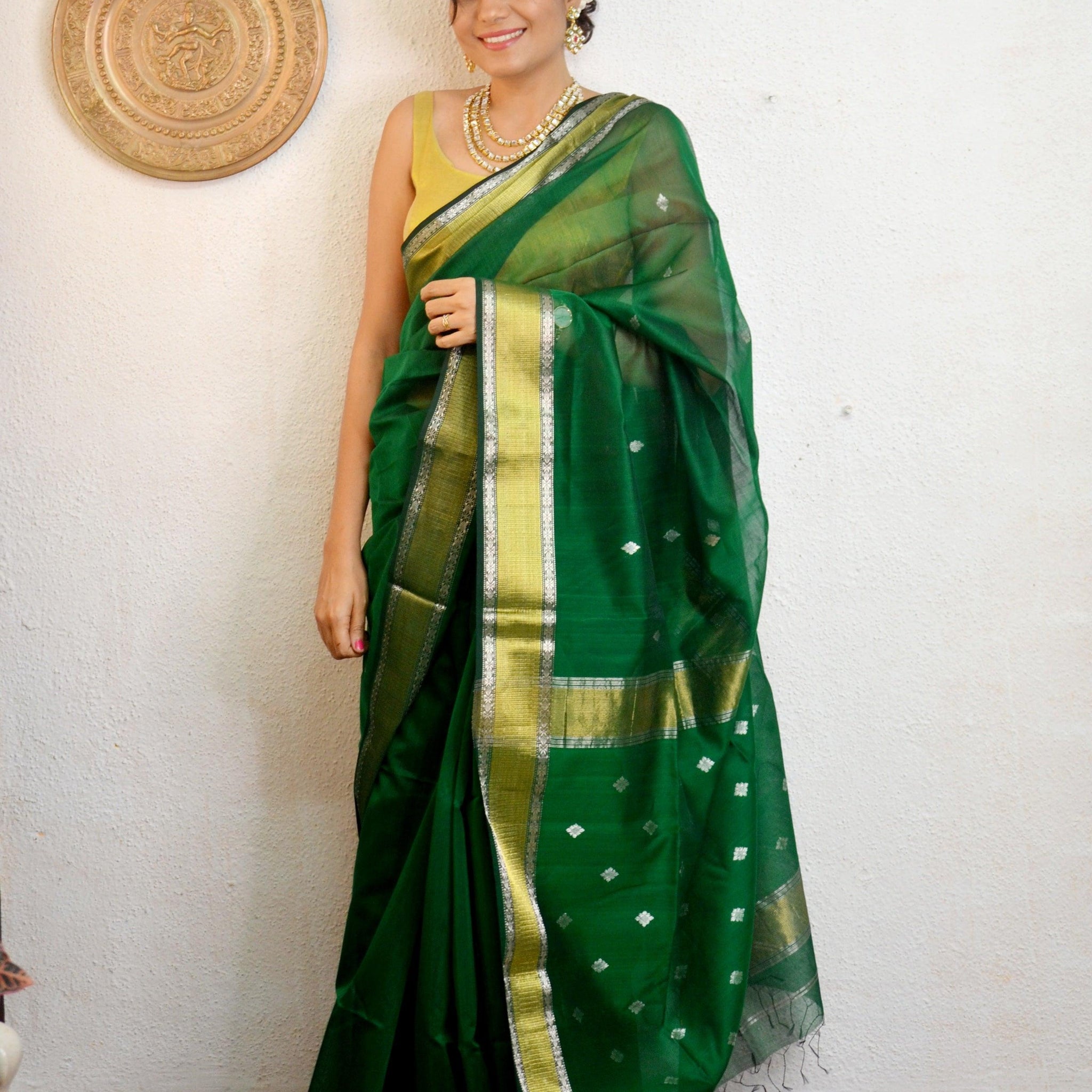 "Gauri" Handloom Pure Maheshwari Silk Saree15 - Label Aarti Chauhan