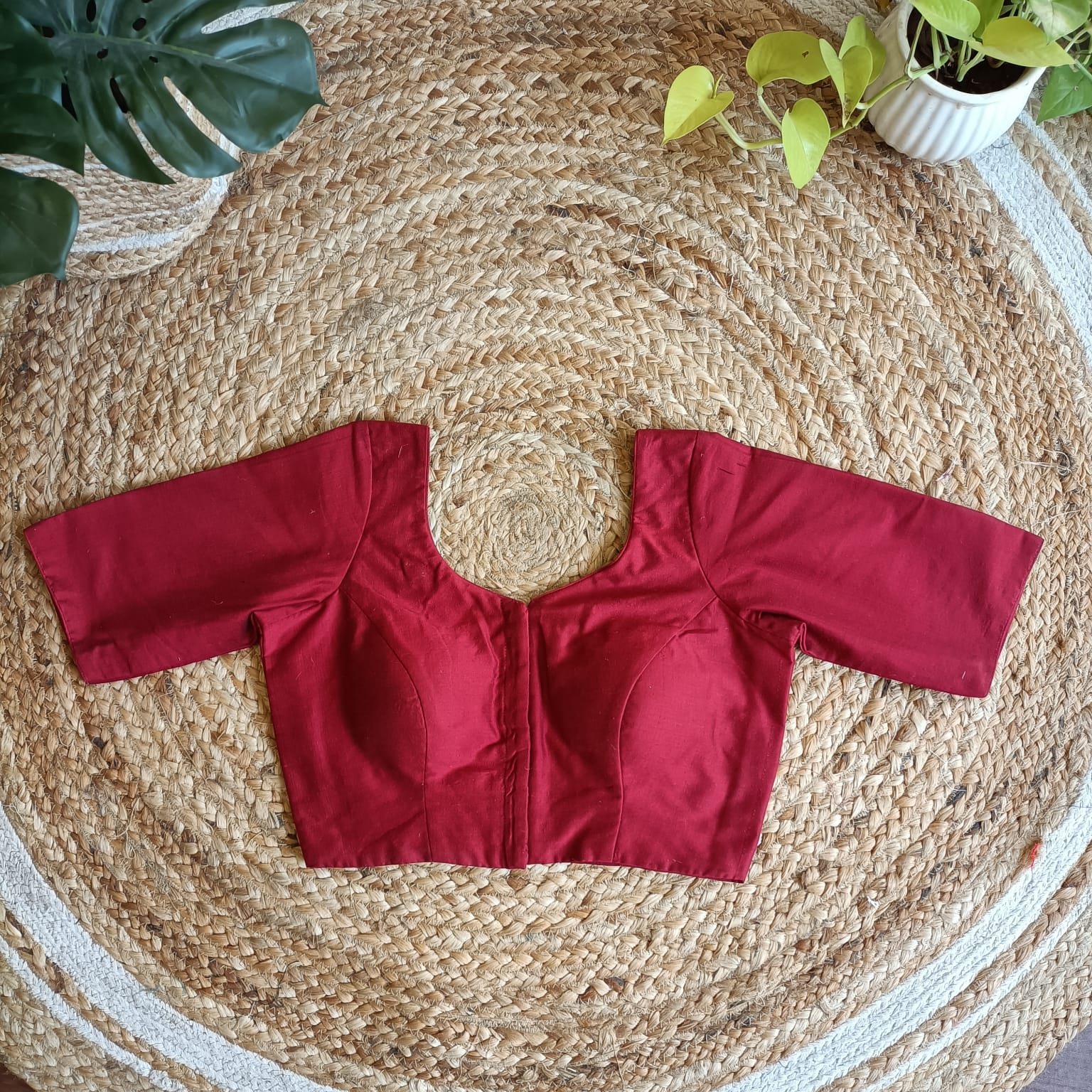 Kora'-Cotton Silk Blouse-Maroon